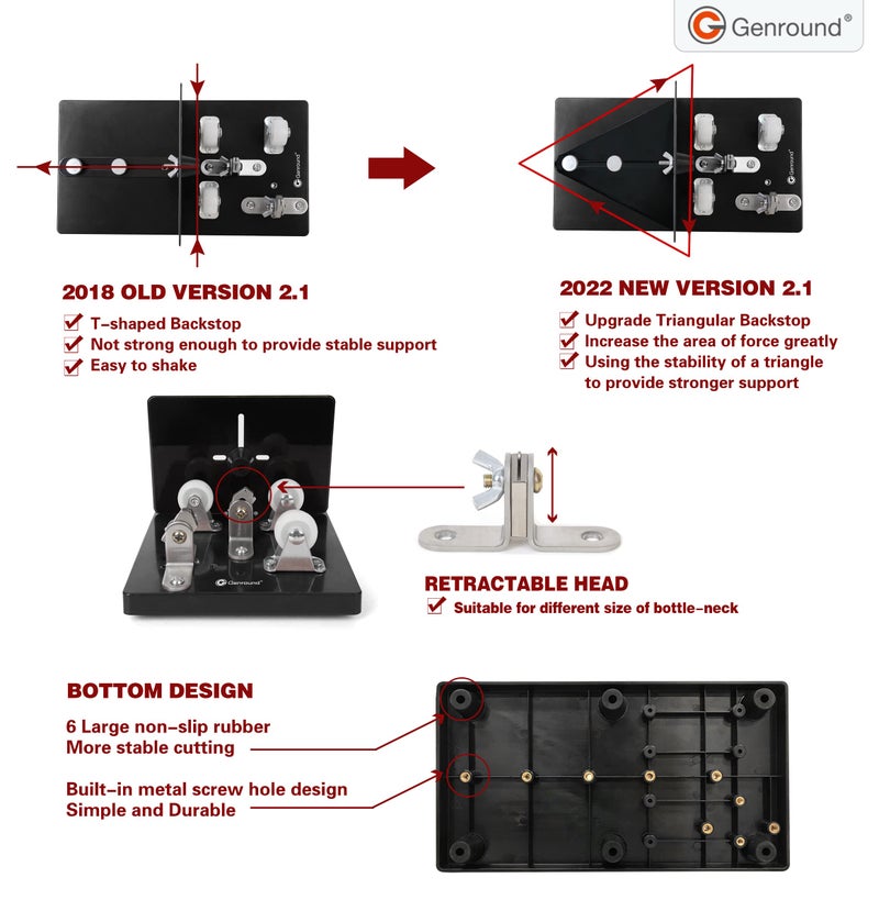 Genround Bottle Cutter, Upgrade 2.1 Glass Bottle Cutter Glass Cuttting Machine for Round Square and Neck Glass Cutting Tool for DIY Projects - Image 4
